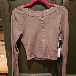 NWT Good American Cropped Henley In Fog Never Even Tried On